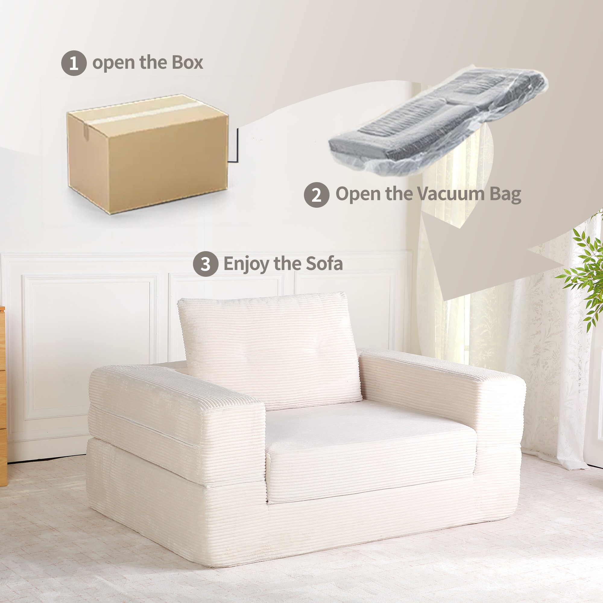 Compression Floor Sofa For Adults And Pets With Pillow Beige_voghion.com